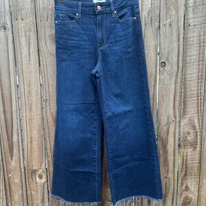 Paige Anessa Denim Jeans Size 26 Dark Wash Raw Hem Cropped 26"